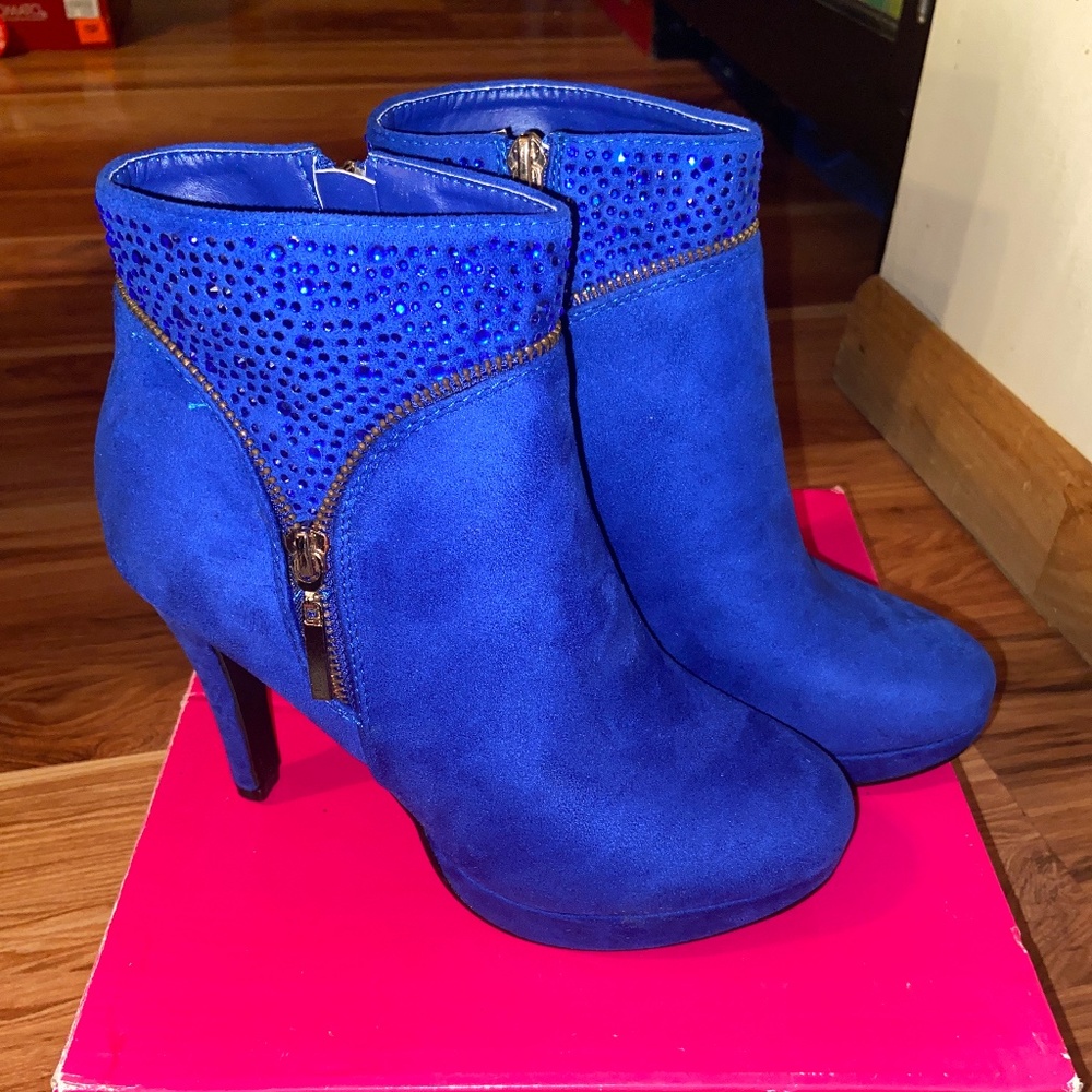 Brand New Royal Blue Studded Platform Booties